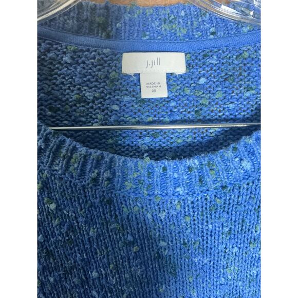 J Jill Blue Speckled Knit Sweater Button Shoulder Long Sleeve Women's 2X - Picture 3 of 9